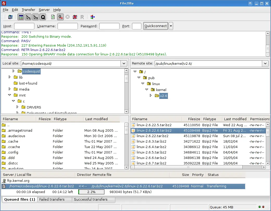 ftp server configuration in linux