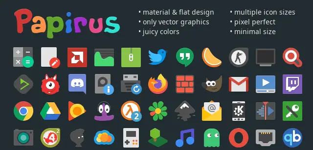Papirus Icon Theme In Ubuntu 20.04 LTS