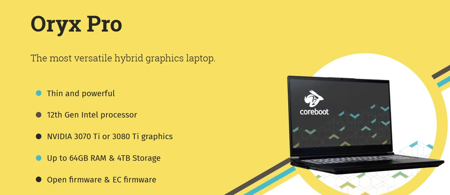 System76’s Oryx Pro Linux 12th Gen Intel CPU Laptop Specification