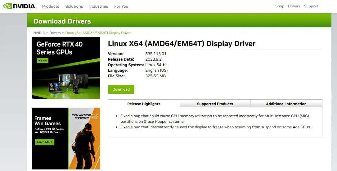 Install Linux Ubuntu Nvidia Drivers